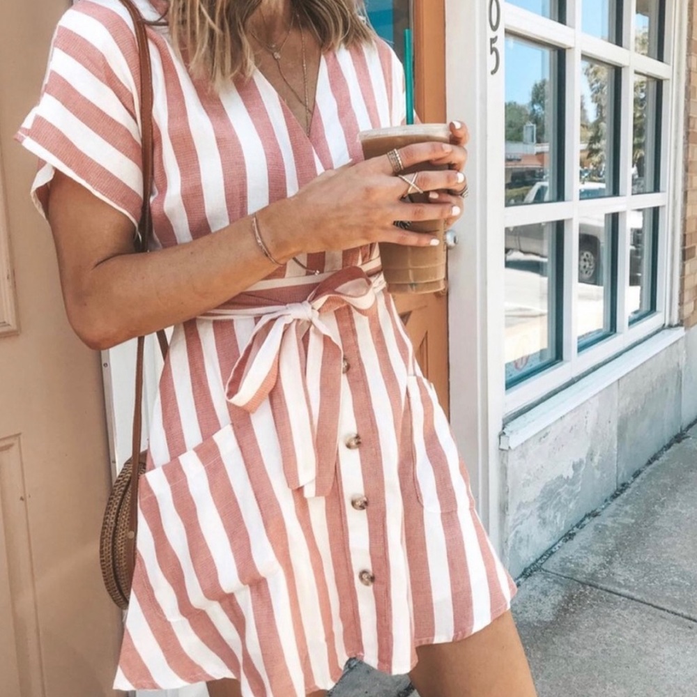 Bloomingdale’s Aqua Striped Dress Size Small